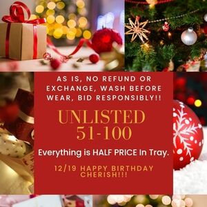 Unlisted 51-100 As Is, No Refund Or Exchange, Wash Before Wear, Bid Responsibly!